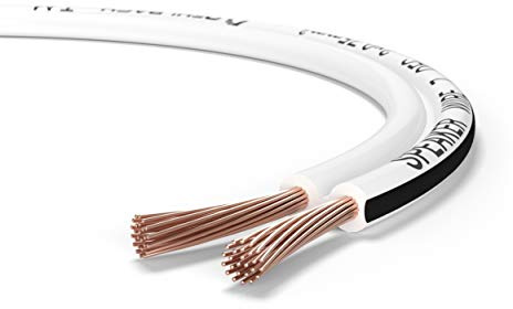 Oehlbach Speaker Wire SP-7 - Stereo HI-FI Lautsprecherkabel - Boxenkabel mit OFC (sauerstofffreies Kupfer) 2 x 0,75 mm² - Mini Spule Lautsprecher Kabel - Weiß - 20 Meter