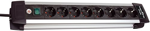Brennenstuhl Premium-Alu-Line Steckdosenleiste mit Schalter (8-fach, Silber/Schwarz)