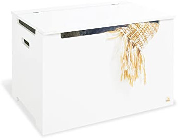 Pinolino Truhe, aus Holz, Spielzeugkiste für Kinder, Deckel mit Klappendämpfer, Belastbarkeit 30 kg, weiß lackiert