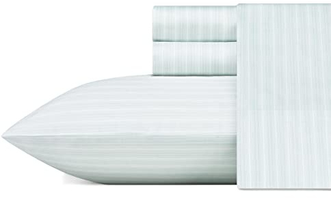 Laura Ashley Soft Sateen Cotton Bedding Set-Sleek, Smooth, & Breathable Home Decor, Lottie Blue/White, Full