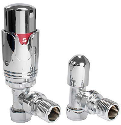 Adept Technology TRV c/w Lockshield and Modern Valves Head Kit (15mm x 1/2) Choice of Colours and Sizes (Angled, Chrome)