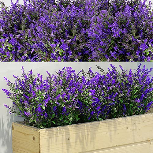 WILLBOND 12 Packungen künstliche Lavendelsträucher, künstliche Blumen, Lavendel, künstliche Pflanzen, UV-beständig, für Blumenarrangements, Tischdekoration (Violett)