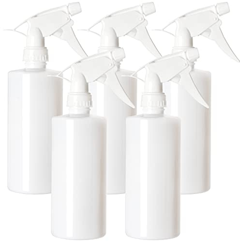 Youngever 5er Set 500ML Sprühflaschen, Durchsichtige, Leere Kunststoff Sprühflaschen Set für Haare und Reinigungslösungen, Reisen, Gartenarbeit (Weiß)