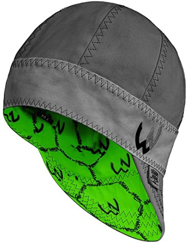 Welder Nation 8 Panel Welding Cap, 100% Cotton, Duck Canvas Exterior, Protective, Durable Men’s Hats with No Unicorn Peak for Welding, Heavy-Duty Jobs,Premium, Comfortable Welder Hat, Green, 7.25