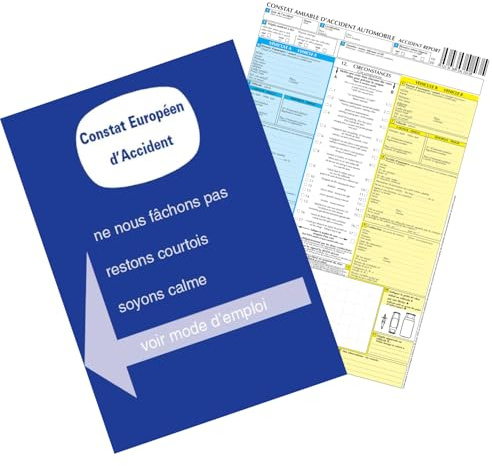 Constat Amiable Accident Européen ✯Fabrique en France✯ - Constat Amiable France Voiture - Feuille de Constat Homologué Toutes Assurances France Europe Securite Voiture Conducteur Auto Moto Accessoire