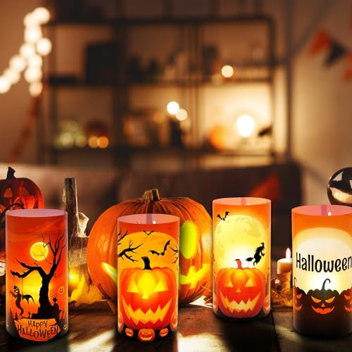 Lanterne da Tavolo per Halloween,8 Pezzi Halloween Candele Paralumi Decorazione,Con Corvo,Ragno,Zucca,Strega-Motivo,Decorazione Horror di Halloween per Interni, Adatto per Lumini o Candele (B)