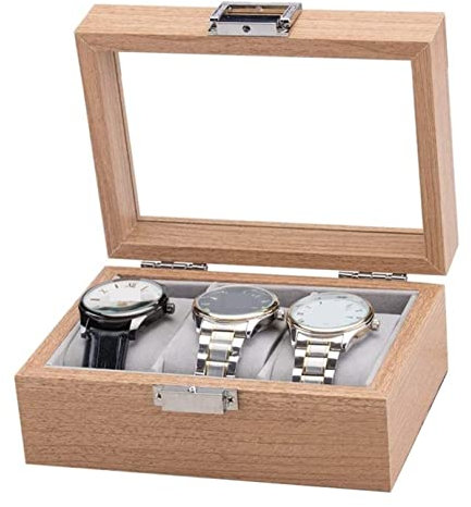 Uhrenkoffer Uhrenrolle Uhrenbox Uhrenschatulle Uhren-Display-Aufbewahrungs-Organizer Moderne 3-Schlitz-Uhrenbox-Gehäusekollektion Schmuckhalter-Tablett Mit Durchsichtiger Oberseite Uhrenetui Uhren Auf