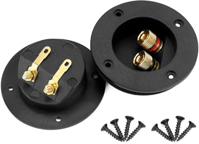 QWORK® 2 Stück 2-Wege Lautsprecherbox Anschlussklemme, runde Federbecher-Anschlüsse, Subwoofer Anschlussklemme, Lautsprecheranschlüsse, Lautsprecher Runde Spring Cup