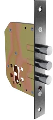 Amig - Cerradura Auxiliar de Embutir para puertas de madera - Desplazamiento 20 mm y Entrada: 50 mm. - Sin Picaporte - Acero - Negro - Incluye Tornillería