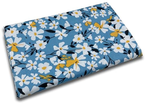 EDGEAM Tela de algodón al metro, 160 cm de ancho - Telas para coser (50 cm, 100 cm, 200 cm) - Artesanías, costura, tela de decoración - Material de costura (Azul 01#, 100x160cm)
