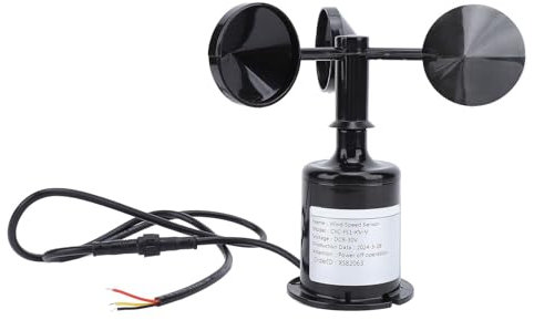 Buachois Windgeschwindigkeitssensor, 3 Tassen, meteorologischer Taifun-Geschwindigkeitssensor, Kunststoffgehäuse, Sender, Windfahne, Messspannungssignal, DC 9 bis 30 V
