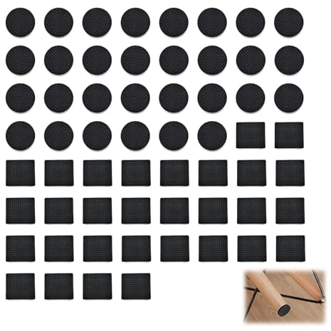 144 Pezzi Cuscinetti Antiscivolo Gomma, Gommini Adesivi Rotondi e Quadrati, Protezioni Autoadesive per Pavimenti, Mobili - Proteggi Superfici e Riduci Rumore, Neri