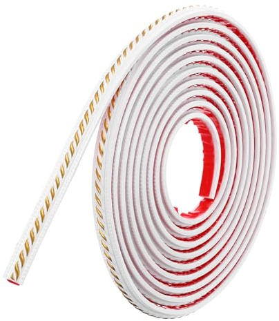 sourcing map Peel and Stick Molding Trim for Walls 0.6 x 16 ft Flexible Mirror Molding Trim Self-Adhesive Wall Paneling Strip Wallpaper Border for DIY Floor Wall Baseboard, White/Gold