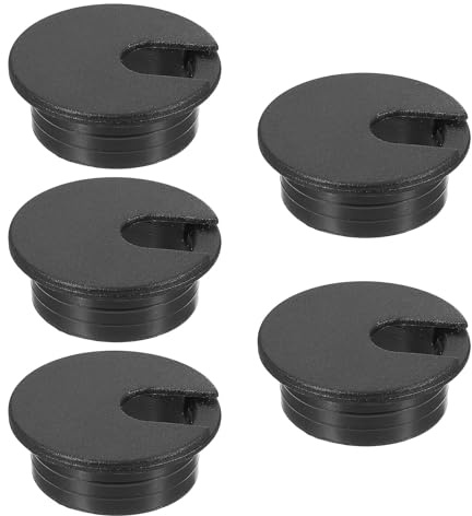 PATIKIL Cable Hole Cover, 5pcs 1.38inch/35mm Desk Wire Cord Cable Grommets Hole Cover for Office PC Desk Cable Cord Organizer, Black