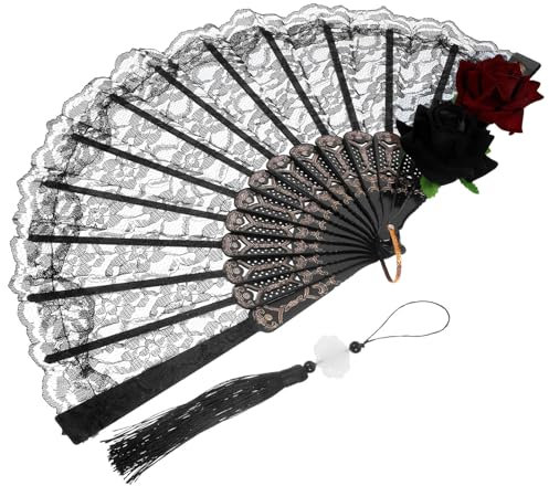 Alipis Faltfächer mit Rosenspitze Vintage-handfächer für Damen Handfächer für Damen Faltbarer Tanzfächer Stabile Struktur