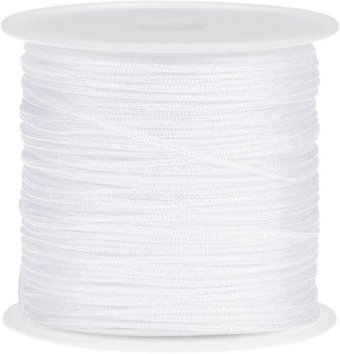 Nylon Cords White Bracelet String Nylon Satin Cord Wind Chime String Thread Macrame Waxed Braided Trim for Valentine's Day Present Jewelry Making, Beading, Macrame Craft, Blinds (1.5mm X 60Yards)