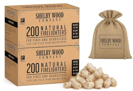 Natural Wood Wool Firelighters For Log Burners, Indoor And Outdoor Fires, Easy to Light, Odourless,Clean, Smoke Free Fire Lighters Which Burn up to 11 Minutes, Wood Wool Instant Fire Starters (400)