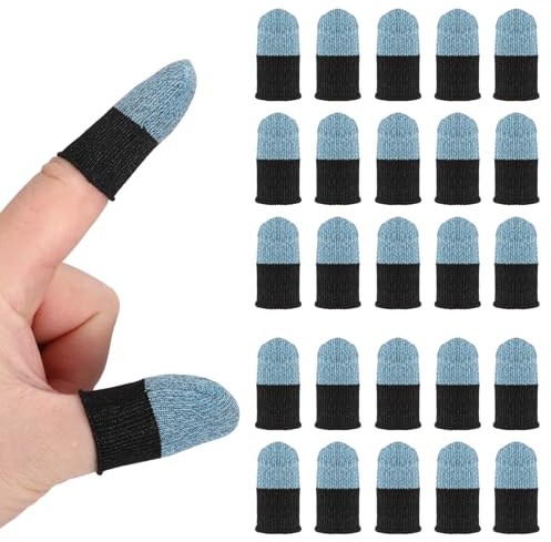 PATIKIL Guanti per Dita con Punta in Fibre d'Argento, 40 Pezzi Maniche per Pollice Controller Gaming Antiscivolo Antitraspiranti Traspiranti per Dispositivi Touchscreen Telefonici, Blu