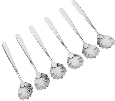 Toyvian 6pezzi Cucchiaini per Dessert in Acciaio Inossidabile Forma Smerlata per Hotel e Bar per Servire Budino e Gelato Design Elegante e Resistente