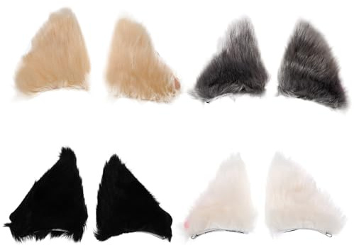 WEKADRIN Pinzas Pelo Orejas de Gato de Felpa en 4 Pares, Cómodas y Transpirables, Ideales para Cosplay y Fiestas Temáticas Diarias