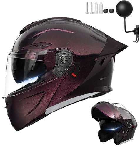 Frcychri Casco Modulare Moto, Flip Up Casco Integrale Moto con Doppia Visiera Antiappannamento, Leggero per Adulti Uomini Donne Omologato DOT ECER22-06 C,2X-Large