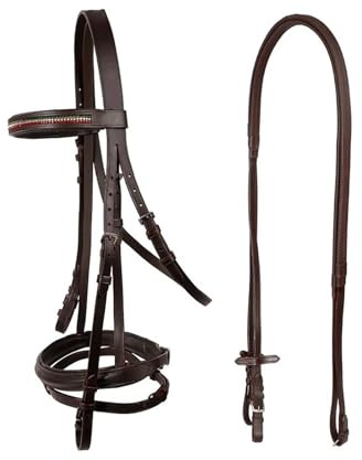 Hästgrimma Ko Läder Tre Färger Brun Med Gummistänger Stopper(Dark Brown L)