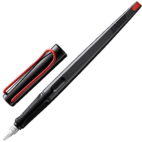 Lamy joy black Schönschreibfüller – Füllhalter mit ergonomischem Griff & polierter Stahlfeder in Strichbreite 1,1 mm – Kalligraphie Füller mit Bandzugfeder – inkl. Tintenpatrone T 10 blau