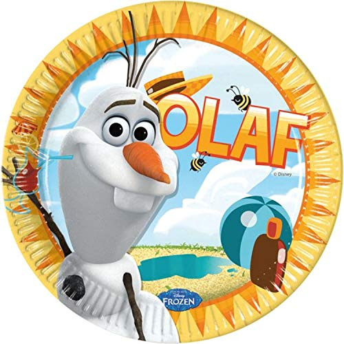 Procos 10074606 84621 8 x Frozen Olaf Sommer Pappteller-Groß 23cm, Multi-Colored