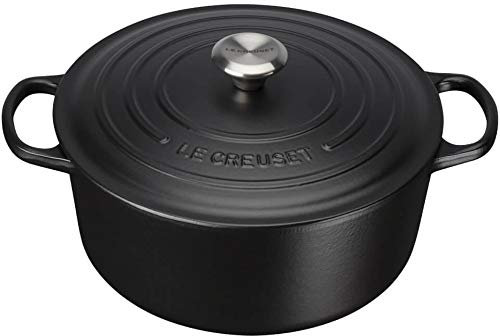 LE CREUSET Signature Cocotte Ronde en Fonte Noir satiné 20 cm