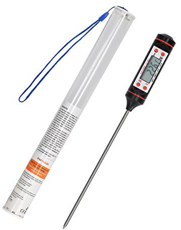 kwmobile Termometro Cocina Digital - Termómetro Cocina Digital Horno con pantalla LCD - Pincho de Acero para Alimentos Líquidos sólidos