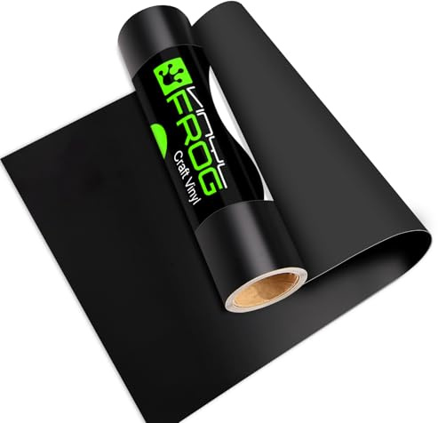 VINYL FROG Black Permanent Vinyl Matte Self Adhesive Vinyl Roll 12'' x 10ft Craft Vinyl for Mug Cup Window Home Decors