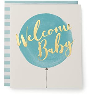 UK Greetings | Willkommensballon Baby Boy Karte | Geschenk für Neugeborene | für frischgebackene Eltern | mit Umschlag | 143 x 165 mm