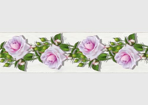 AG Design Selbstklebende Bordüre Blumen, WB 8229 | Wasserfest Dekoration für Wände, Möbel, Tapeten, Wandverkleidungen und Türen, Folie, Mehrfarbig | Breite 500 cm x Höhe 13.8 cm