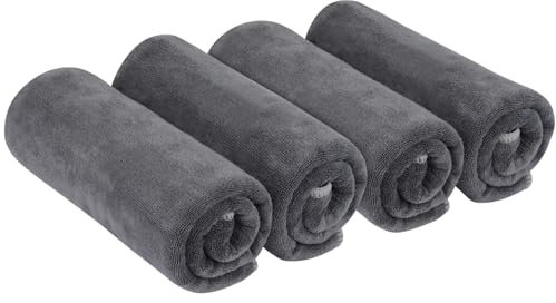 VIVOTE Gym Towels Microfibre Men Sports Towel Super Absorbent Workout Sweat Towel Ultra Soft Multi-Purpose Man Women Workout Travel Camping Hiking Yoga 4 Pack 40 X 80 CM (Grey)