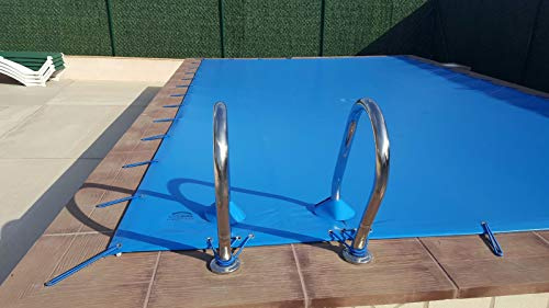 Cubierta de Invierno para Piscina 7,5 x 3,5m más 15 cm por Cada Lado para Anclaje (7,8X 3,8m) de Color Azul (Exterior) / Negro (Interior) + Saco de Almacenaje de Regalo