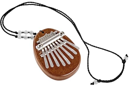 Sonic Energy Mini Kalimba, 8 Töne, Sapele (KL8MINI) | C-Dur, 440 Hz, glänzend, inkl. Umhängeband, Sapeleholz, Stahl