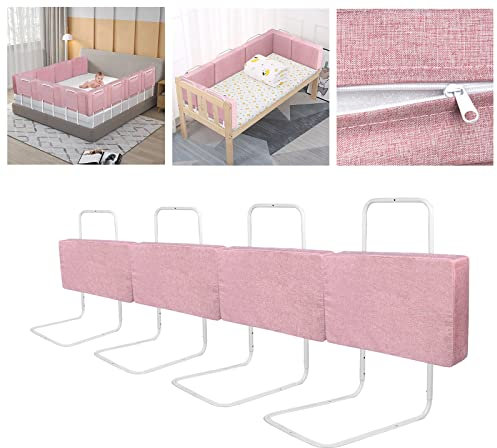 ACXIN 40-60cm Verstellbares Stahlrohr für Kinderbetten, Elternbetten Bettgitter, Kinderbettgitter Bettschutzgitter, Höhenverstellbar Absturzsicheres Bettgitter (Kirschpuder, 50cmx4)