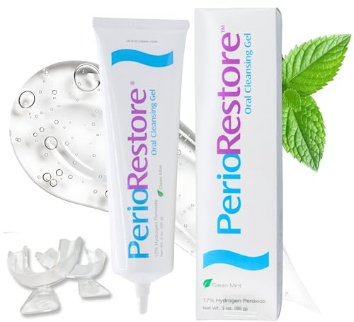 Perio Restore® Gel 3oz – 1.7% Hydrogen Peroxide Teeth Whitening & Oral Care Gel, Mint Flavor, Includes 2 Trays for Easy at-Home Application