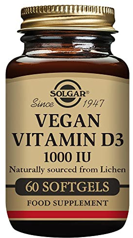 Solgar Vegan Vitamin D3 1000IU - Pack of 60 Softgels - Supports Immune Defences - Vegan and Gluten Free