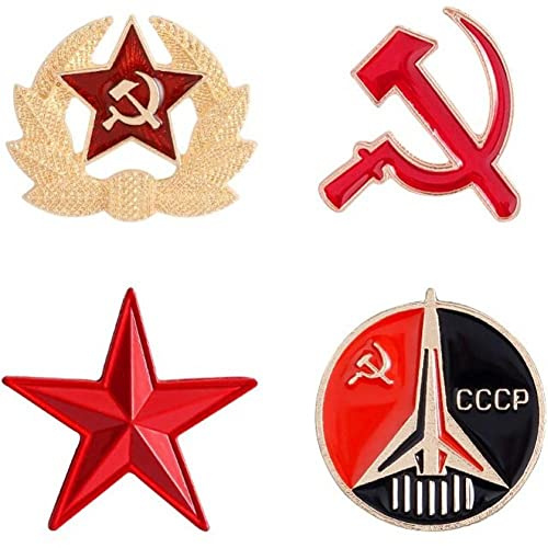 Danlai 4pcs Vintage Union Union Faucille Broche Rouges Marteau CCCP Pentagramme Badge Badge Badge Badge Épingles De Revers Bijoux
