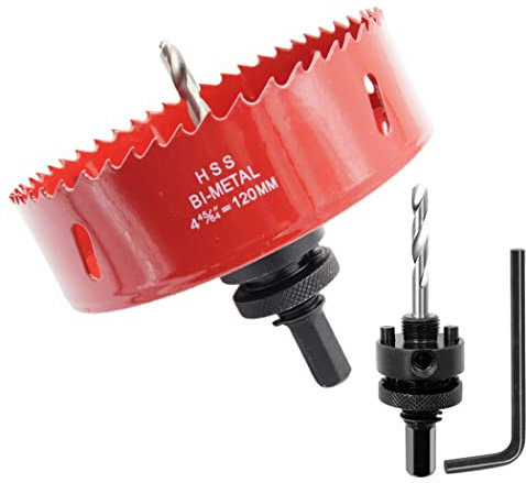 Sega a tazza 120mm, perno per impieghi gravosi LAIWEI, punta HSS 4341, fresa a tazza per praticare fori in legno, alluminio, PVC e altri materiali