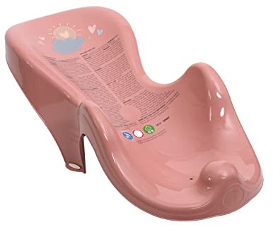 TEGA BABY Meteo Siège de bain antidérapant pour enfant à utiliser dès la naissance Soutien pour un lavage sûr Forme anatomique Certifié TÜV En plastique résistant Rose 52 x 20 cm