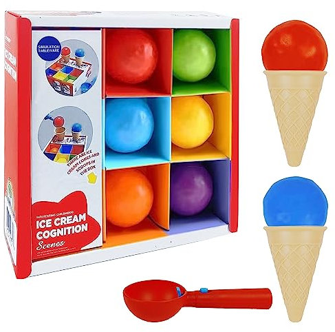 Ice Cream Toy (9 Pcs) - Pretend Play Toy for Toddlers & Kids - Multi Color Ice Cream Play Set & Cones for Boys & Girls