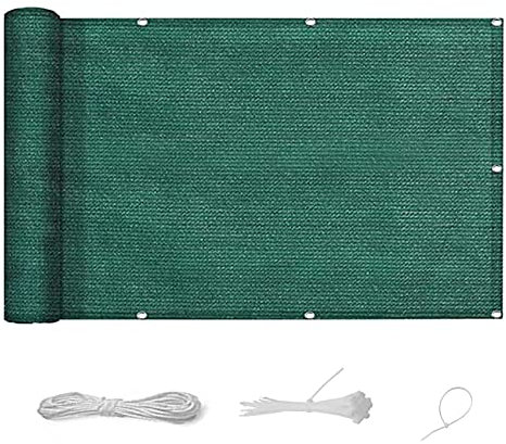 Pantalla de privacidad 140 x 400 cm Protección de Privacidad Anti-UV Pantalla de Privacidad de Balcón con Bridas Ojales y Cuerda para Balcón Jardín, Verde Oscuro
