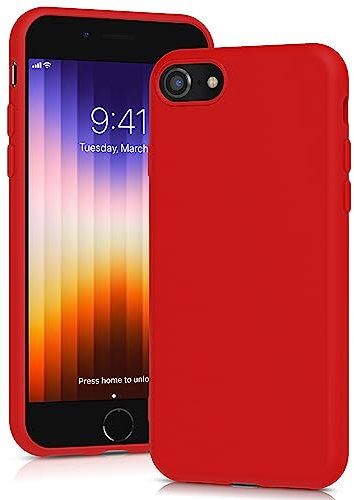 YATWIN Silicone Case for iPhone SE 2020/2022, iPhone 8/7, Soft-Touch, Shockproof, DustProof, Antiskid Apple Phone Cover for iPhone SE 2nd 3rd Generation - Red