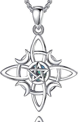 CELESTIA Collana Pentacolo con Luna e Stella Ciondolo Nodo Celtico Donna Argento 925 Wicca Streghe Gioielli Stregoneria Esoterica Regalo Donna Amuleto Portafortuna per Lei