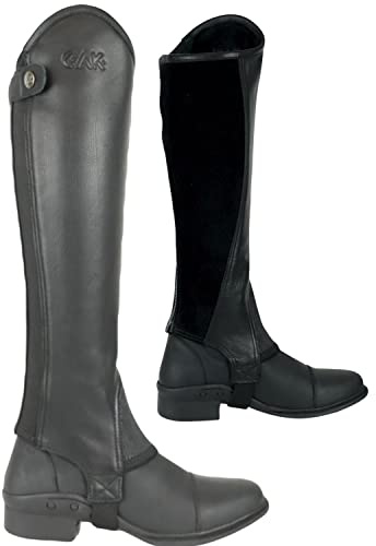 AK Neue Unisex Equestrian Classic Reitchaps aus Vollnarbenleder AKRS-1979 (Schwarz, S)