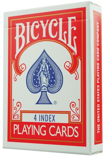 Jeu Bicycle 4 Indices - DOS Rouge - Convient aux droitiers et aux gauchers