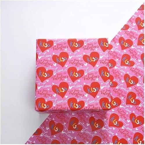 ELEGAM Geburtstags-Geschenkpapier, Geschenkpapier, 5 Stück, rosa Geschenkpapier, Liebesherz, Valentinstag, Geschenkpapier, Weihnachtsfeier (Farbe: 3) (Color : 3)