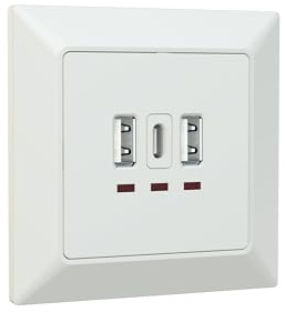 UCOMEN 5.0V,3.1A Unterputz USB-Ladegerät mit 2 USB Type A und 1 USB Type C Anschlüssen, weiß (1 Pack)